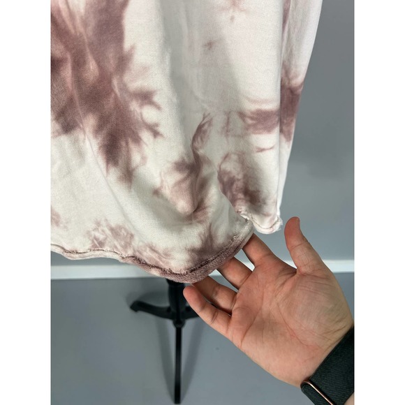 White and purple tie dye rolled raw hem long sleeve sweater - Picture 5 of 9